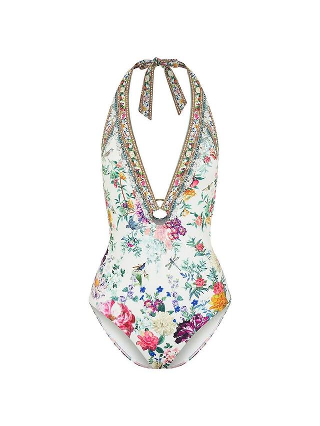 Womens Floral Ring One-Piece Swimsuit Product Image