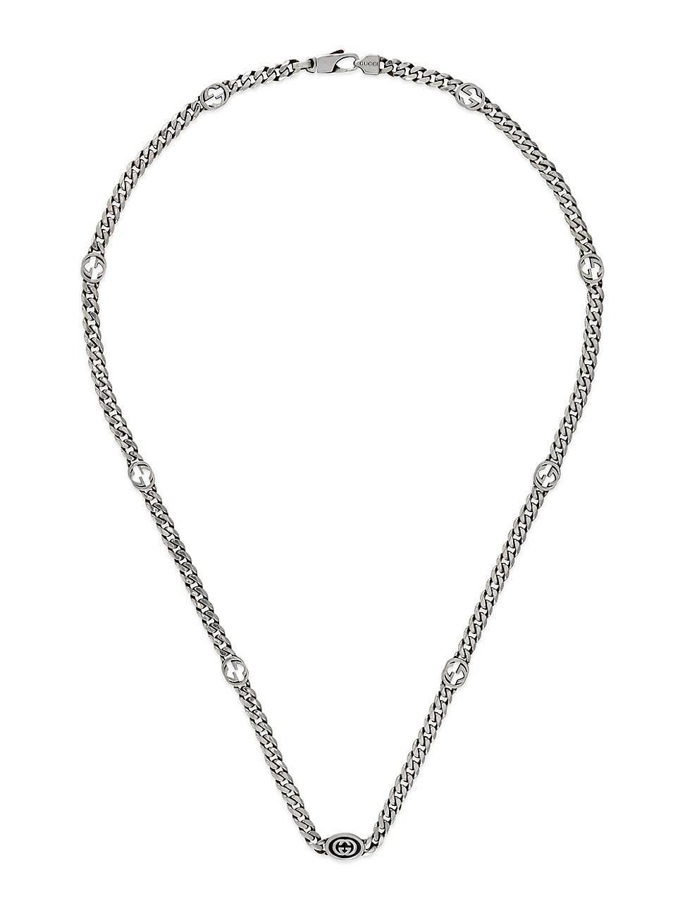 Mens Interlocking G Sterling Silver Gourmette Necklace Product Image