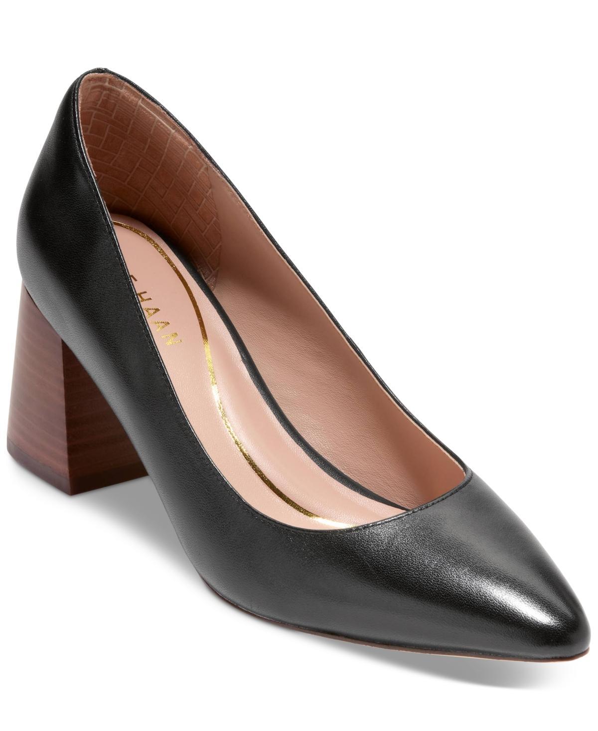 Womens Cassandra Leather Block-Heel Pumps Product Image