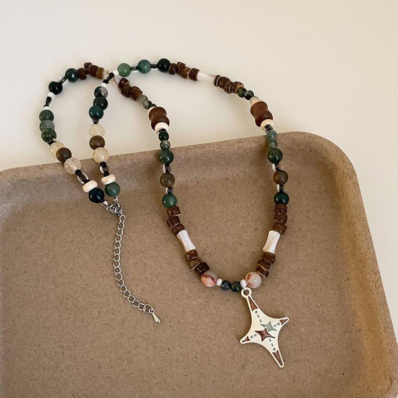 Beaded Star Pendant Necklace Product Image