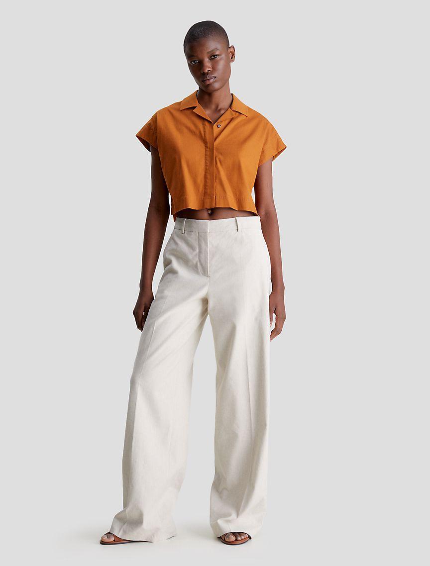 Cropped Tencel Button-Down Shirt Product Image