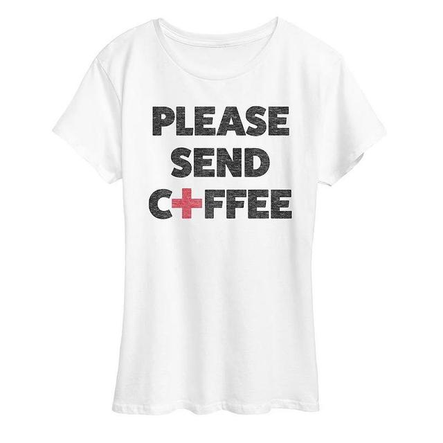 Womens Please Send Coffee Graphic Tee Grey Gray Product Image