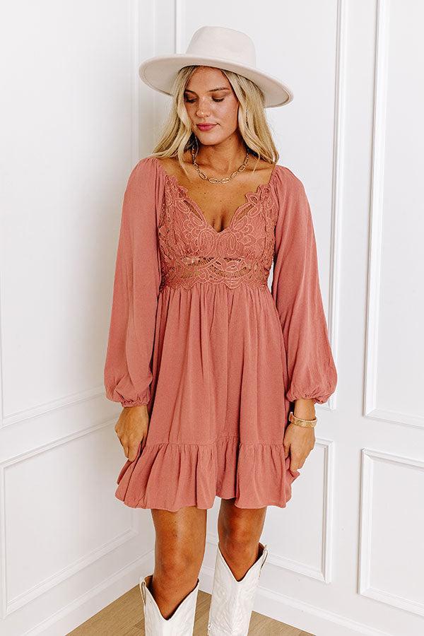 All The Sway Lace Mini Dress In Rustic Rose Product Image