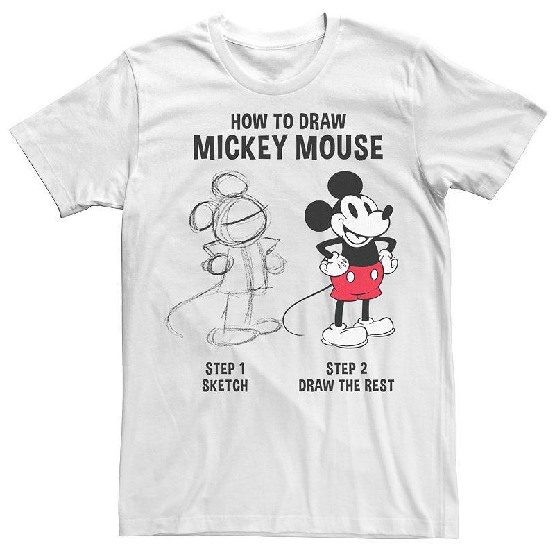 Mens Disney Mickey Mouse How to Draw Mickey Tee White Product Image