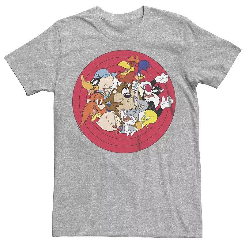 Mens Looney Tunes Tight Happy Group Graphic Tee Athletic Grey Product Image