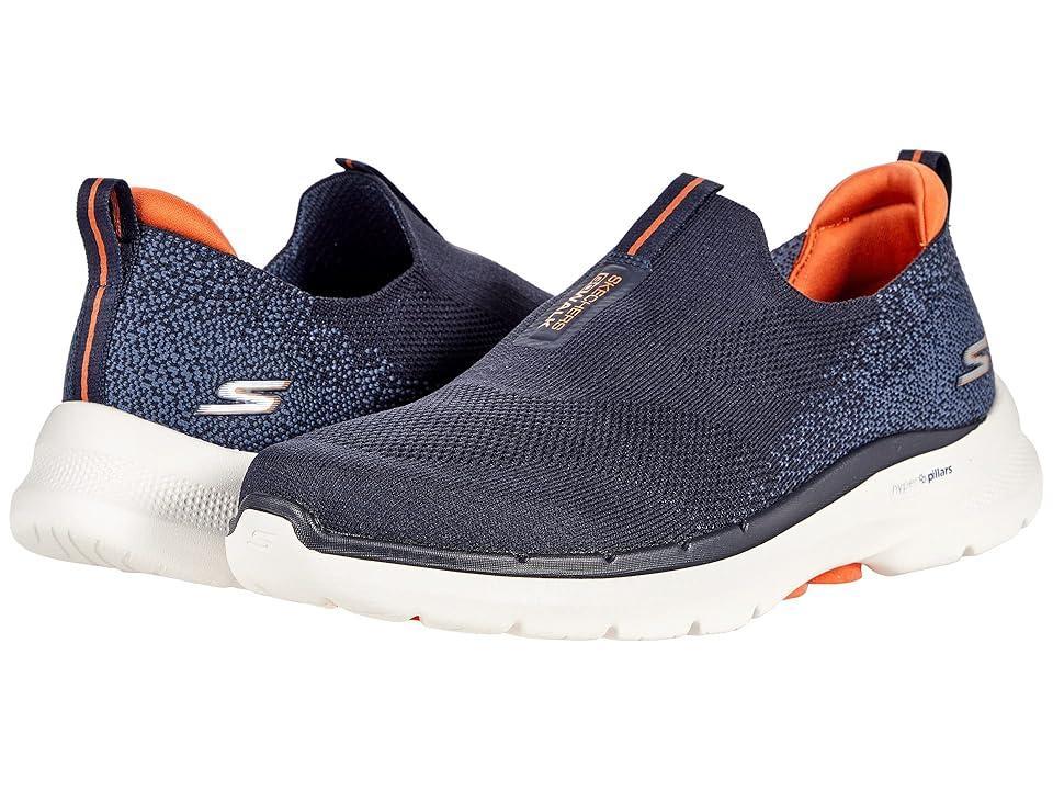 SKECHERS Performance Go Walk 6 - 216202 (Navy/Orange) Men's Shoes Product Image