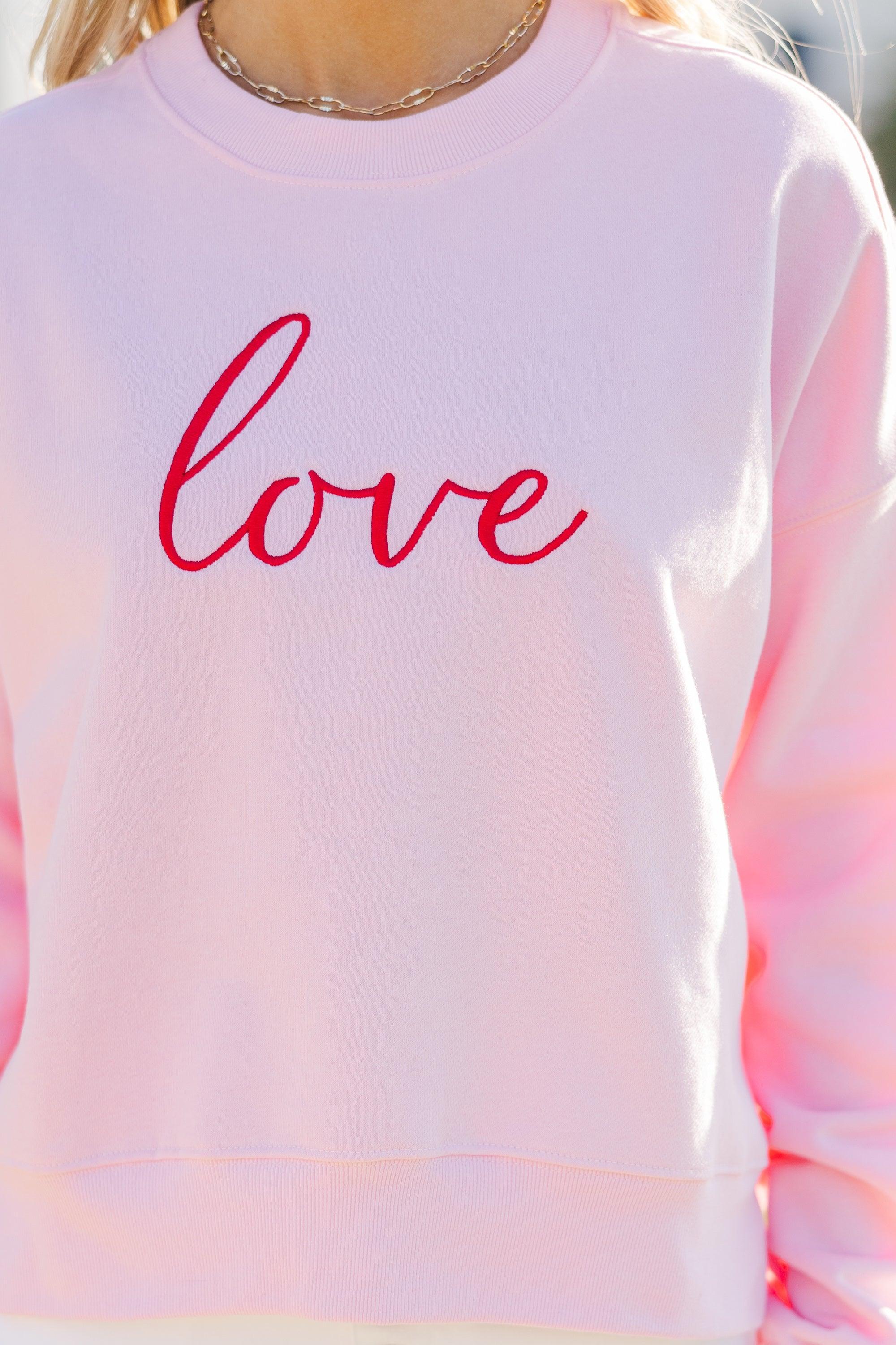 With Love Pink Embroidered Sweatshirt Female Product Image