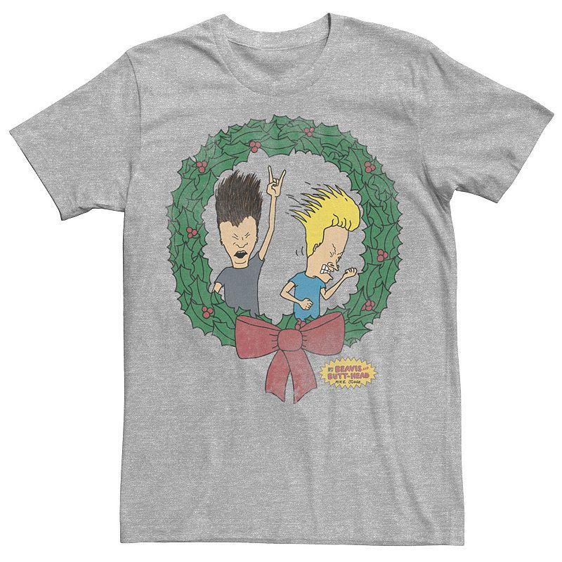 Mens Beavis And Butthead Christmas Wreath Tee Product Image