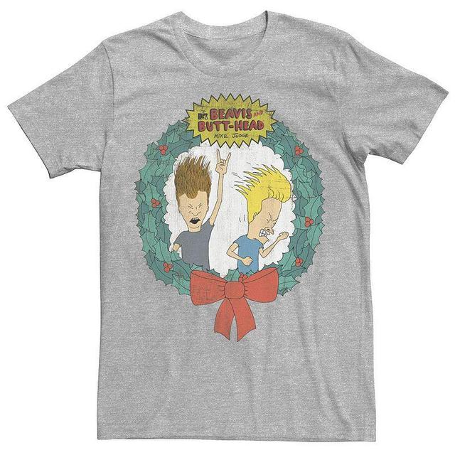 Mens Cartoon Network Beavis and Butthead Christmas Wreath Tee Product Image