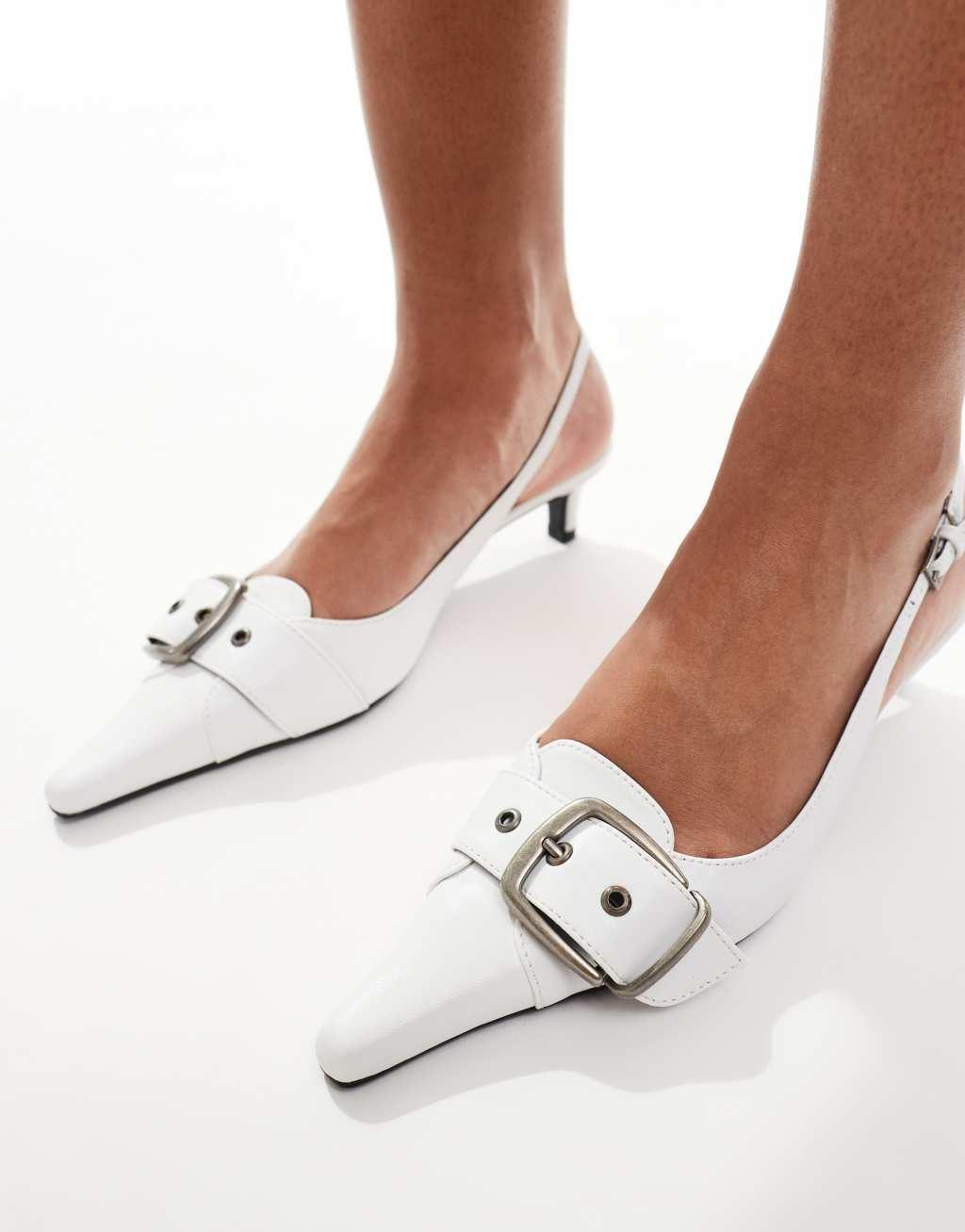 Mango buckle heel shoes in white Product Image