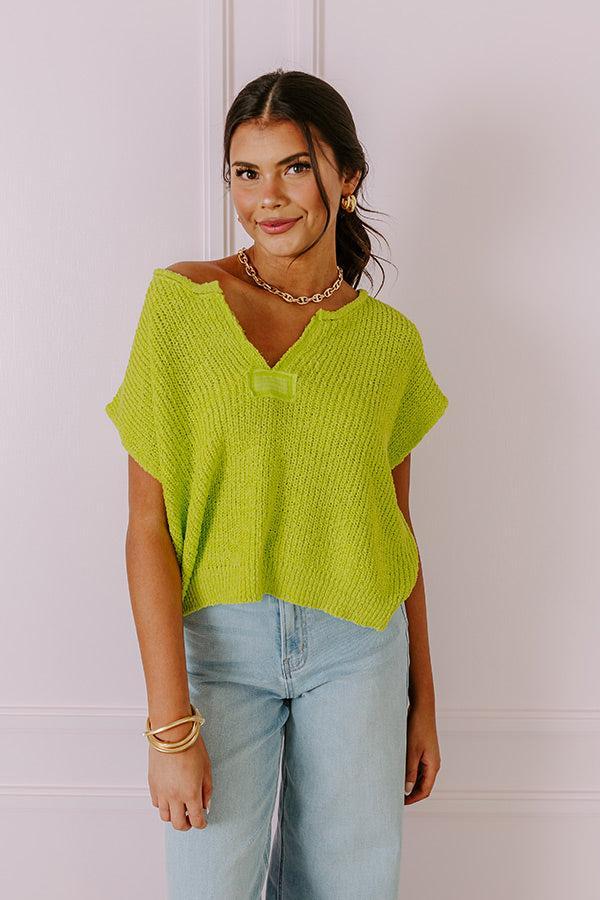 Vacay Ready Knit Top in Lime Punch Product Image