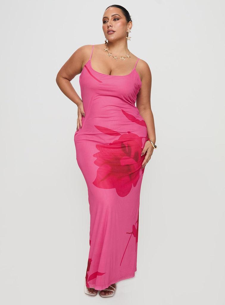 Knox Maxi Dress Hot Pink Floral Curve Product Image