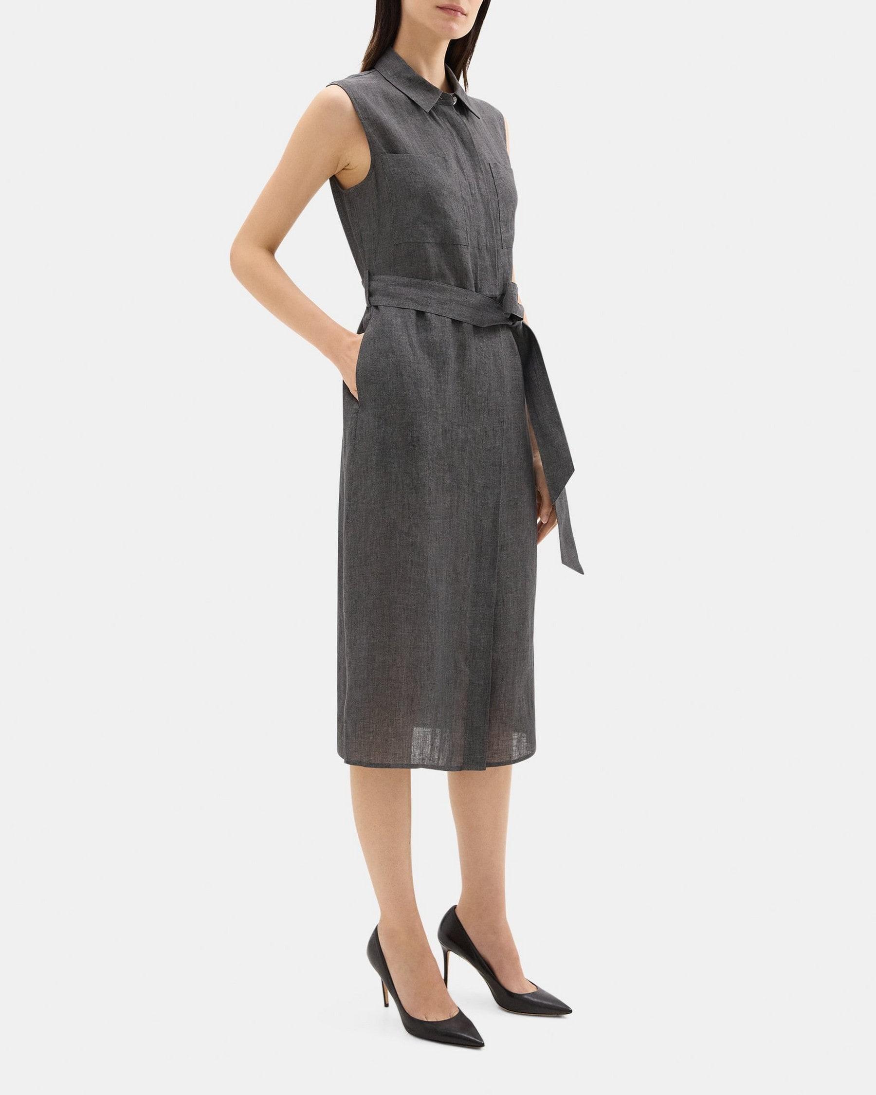 Belted Patch Pocket Dress in Hemp Product Image