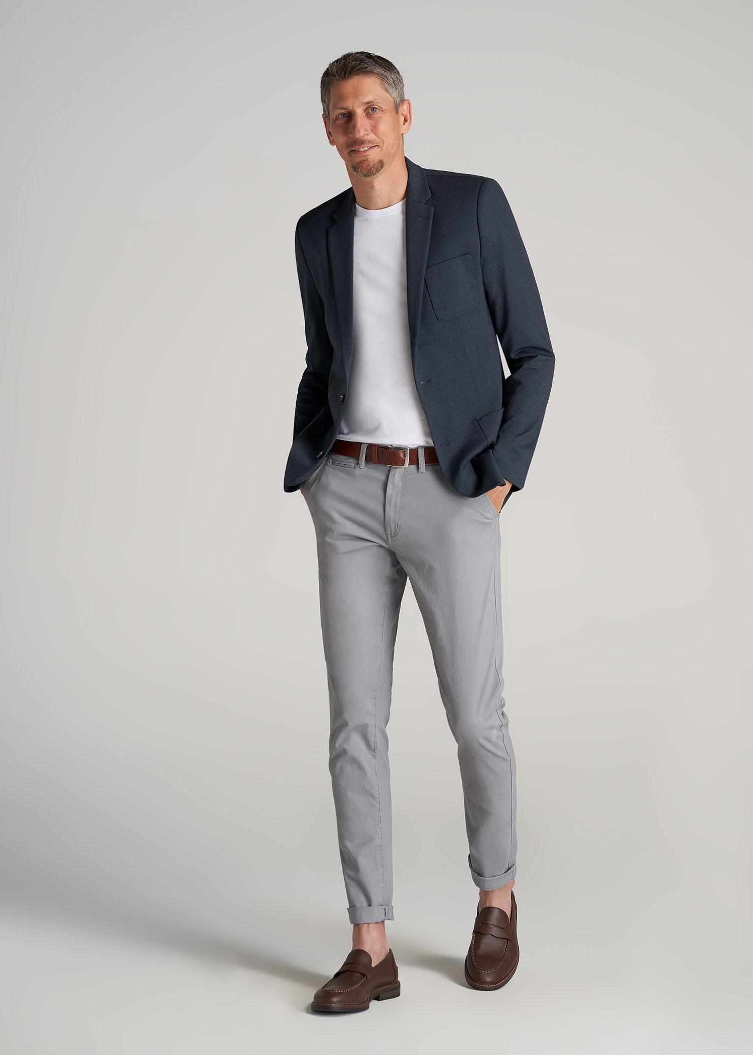 Carman TAPERED Chinos in Pebble Grey - Pants for Tall Men Product Image