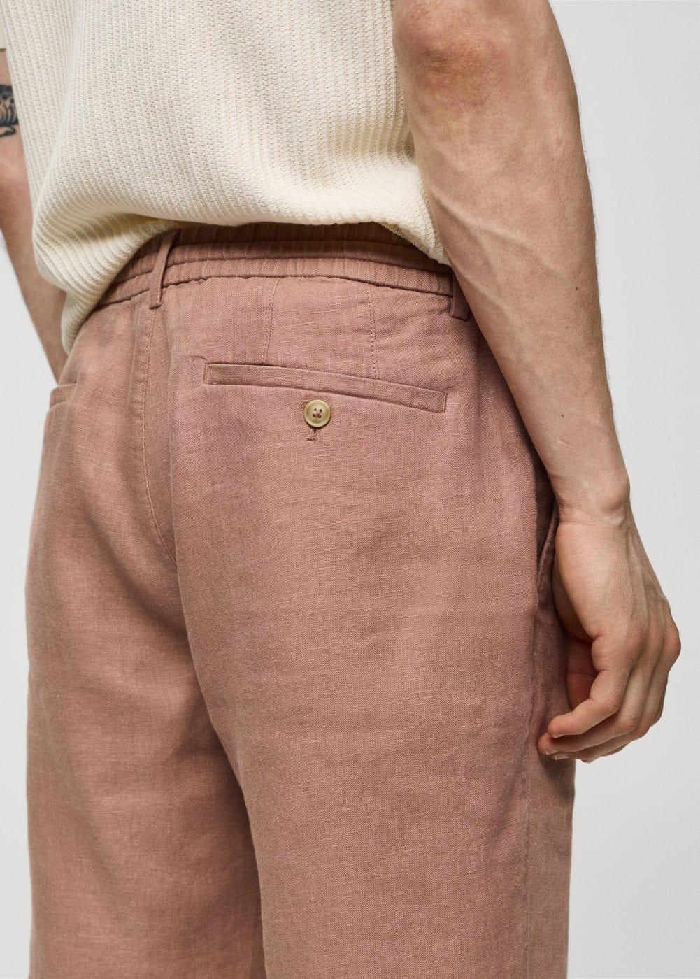 MANGO MAN - 100% linen bermuda shorts with drawstring salmonMen Product Image