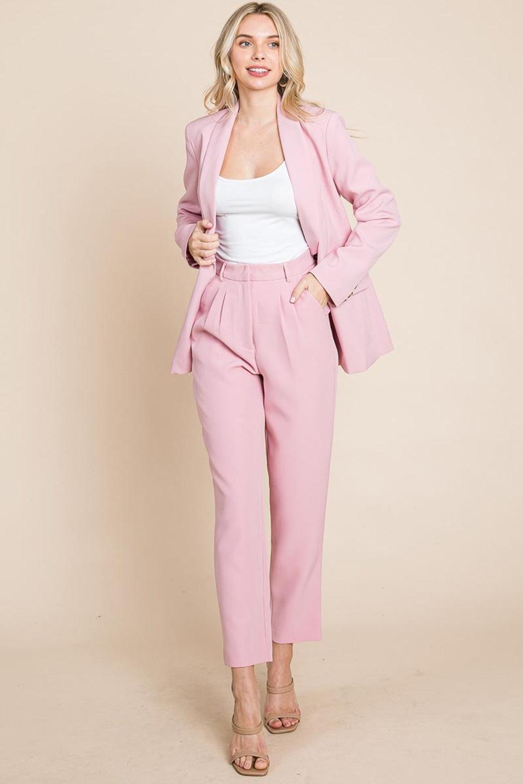 Single Breasted Blazer & High Waisted Pants Set Female Product Image