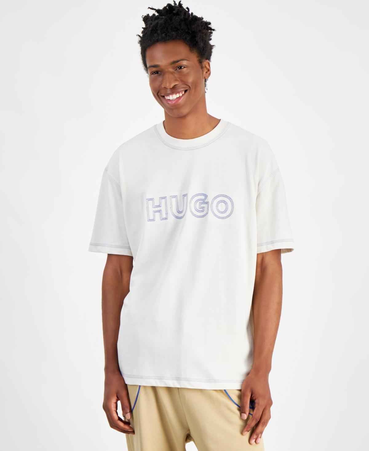 HUGO BOSS Men's Relaxed Fit Short Sleeve Crewneck Logo Graphic T-shirt In White Product Image