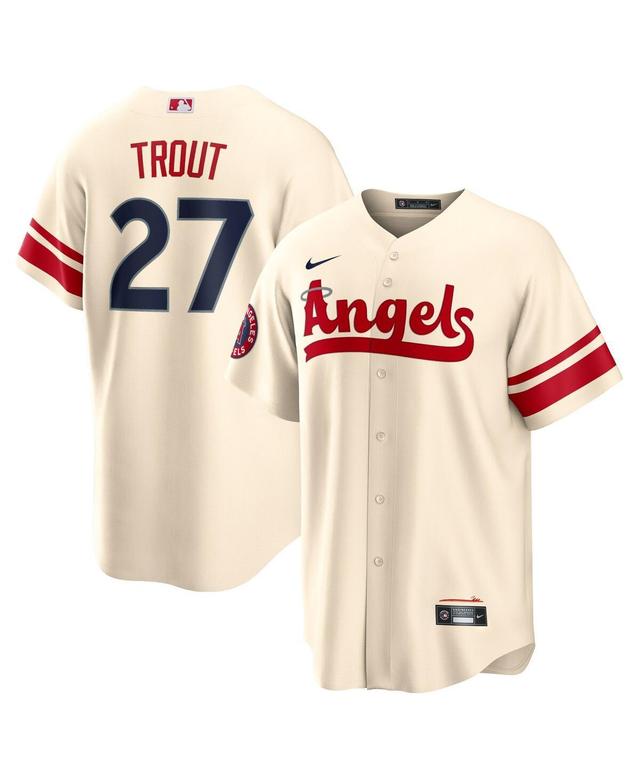 Mens Nike Mike Trout Cream Los Angeles Angels 2022 City Connect Replica Player Jersey Product Image