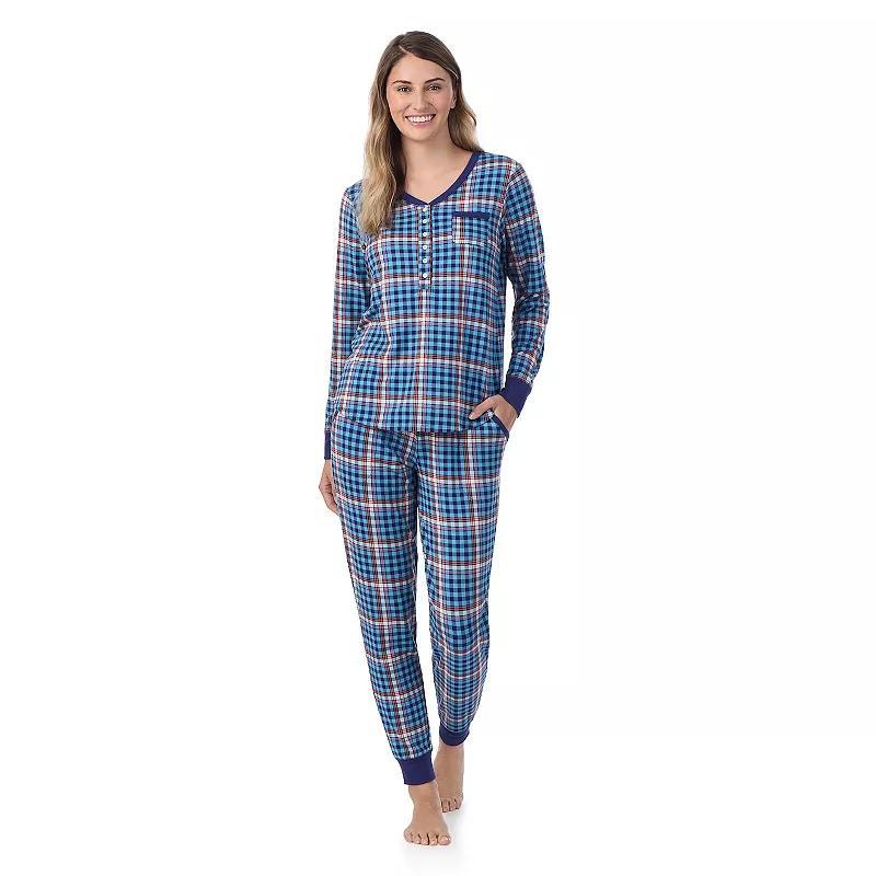 Womens Cuddl Duds Cozy Long Sleeve Henley Pajama Top & Pajama Bottoms Set Product Image