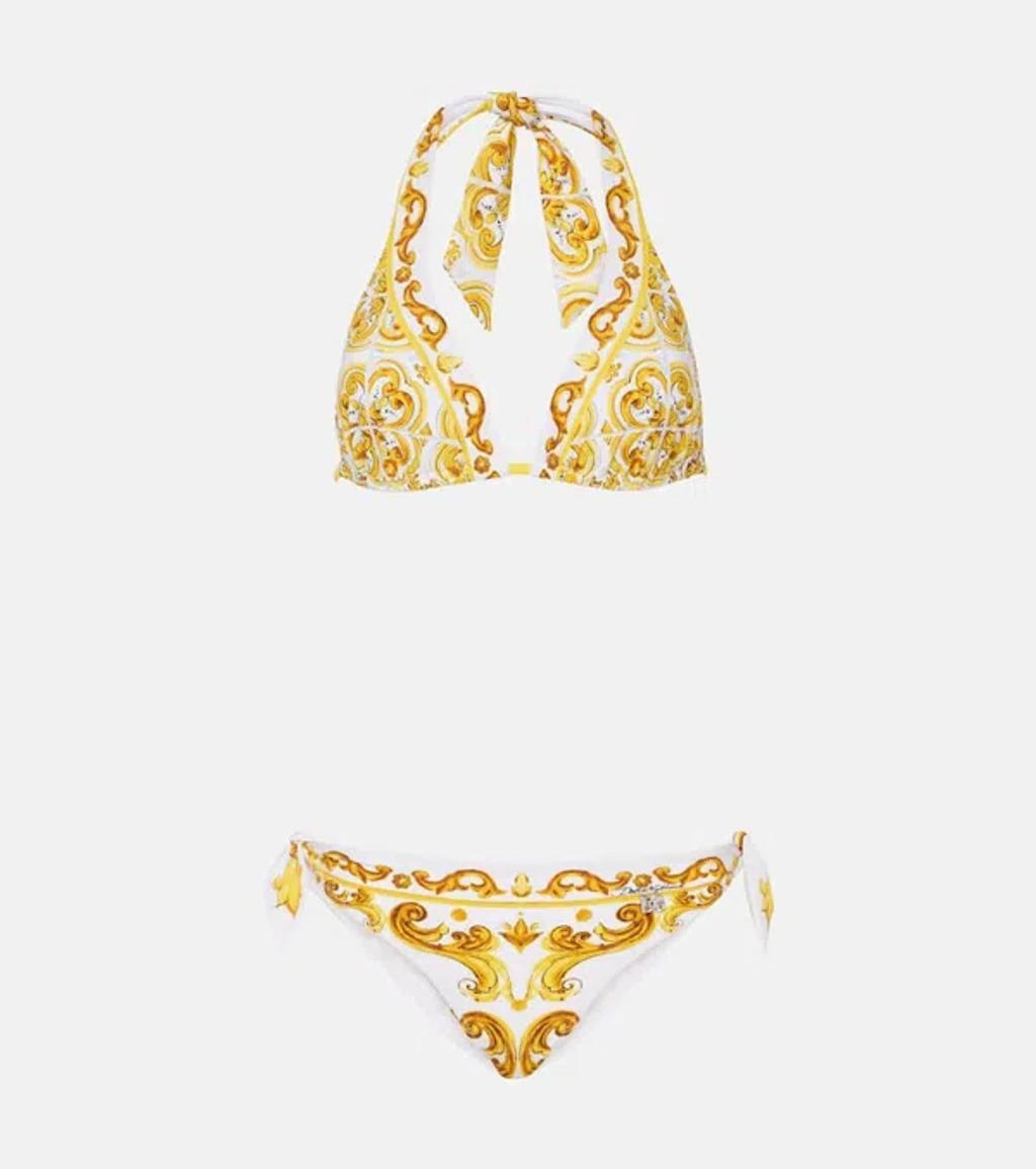 DOLCE & GABBANA Triangle Print Bikini In Yellow Product Image