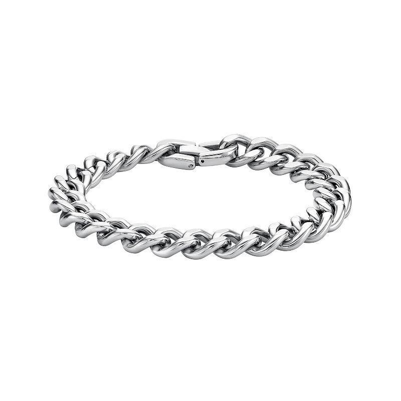 LYNX Ion Plated Stainless Steel Curb Chain Bracelet, Mens White Product Image