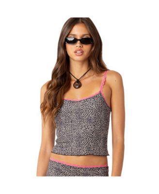 Womens Lele leopard print ribbed tank top Product Image