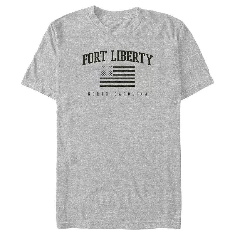 Big & Tall Fort Liberty USA Flag N.C. Graphic Tee, Mens Athletic Grey Product Image