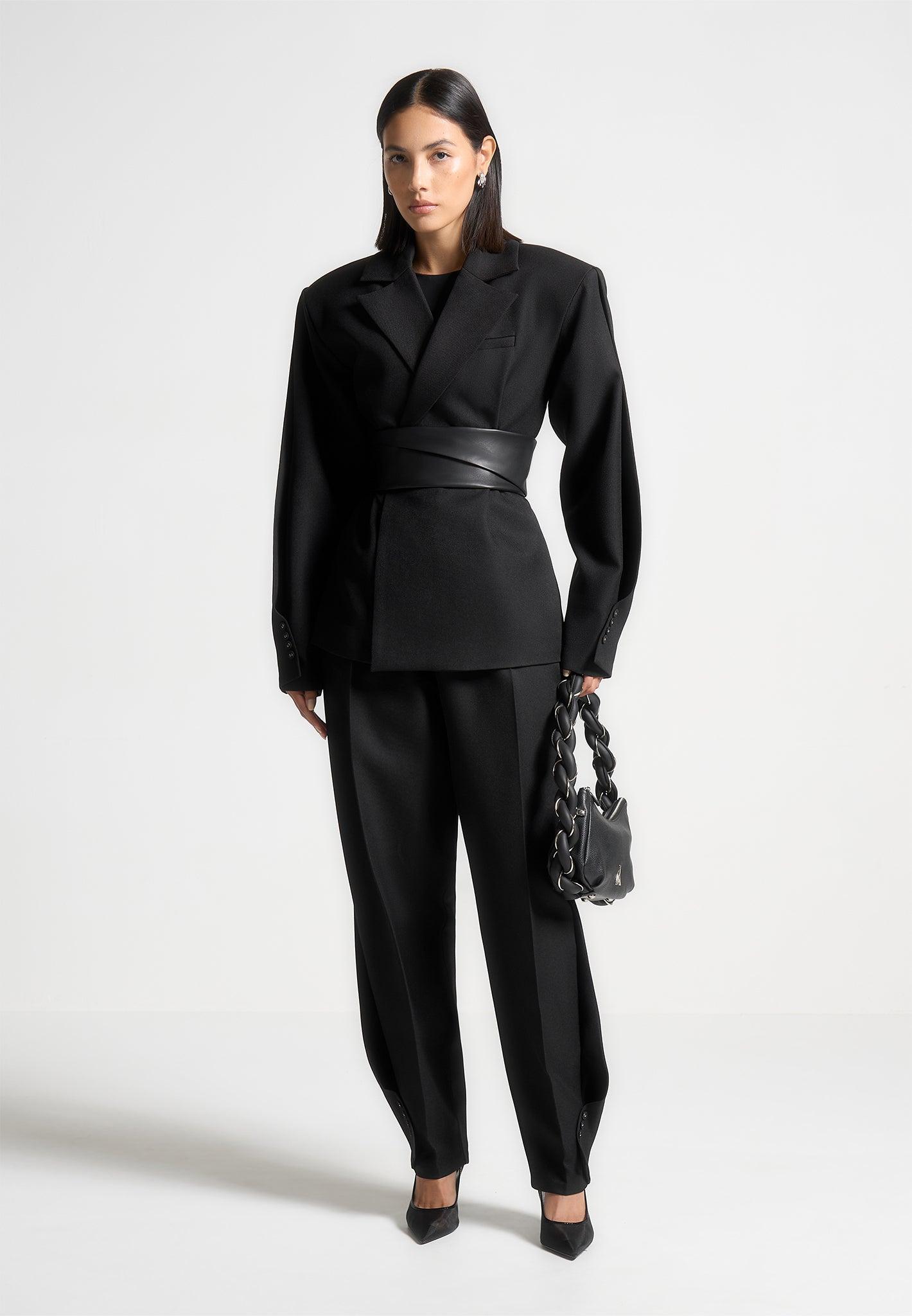 Twist Leg Tailored Trousers - Black Female Product Image