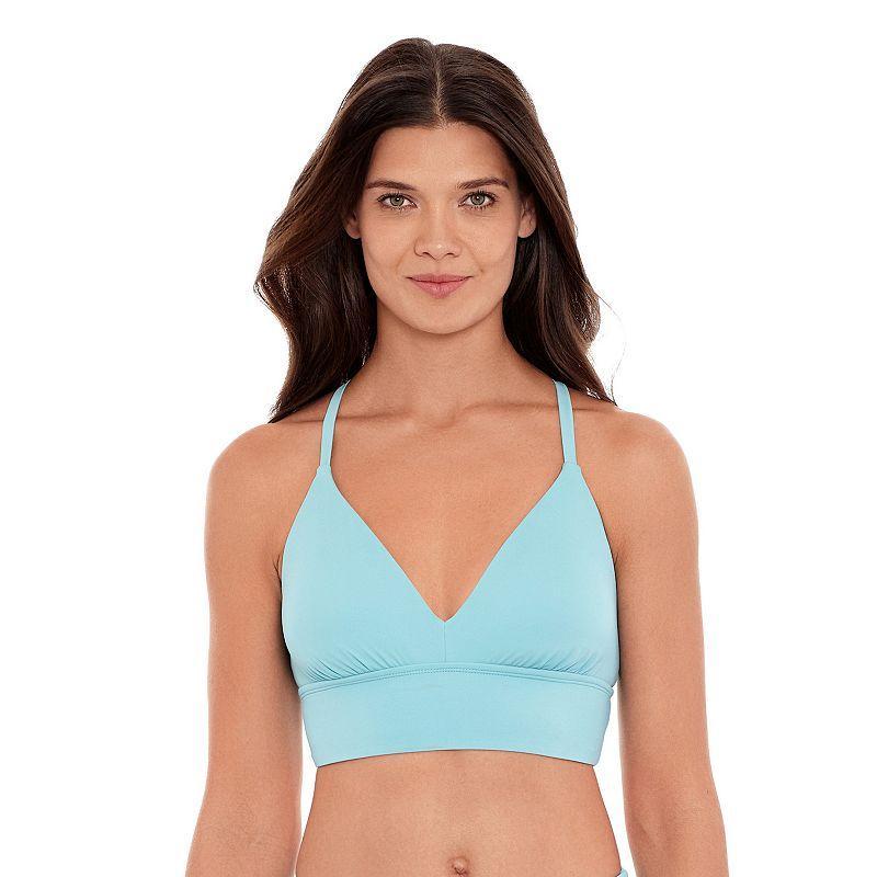 Womens Eco Beach Long Line Bralette Swim Top Dark Pink Product Image