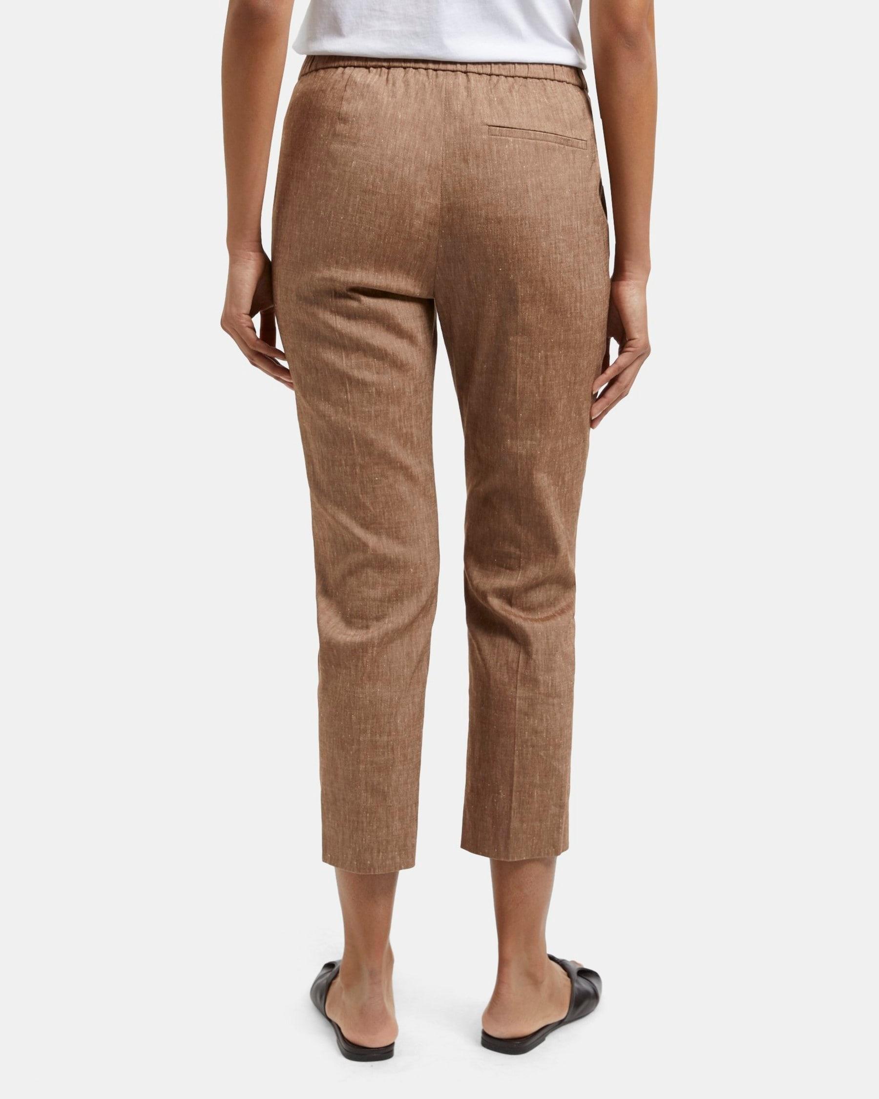 Slim Cropped Pull-On Pant in Linen Blend Mélange Product Image