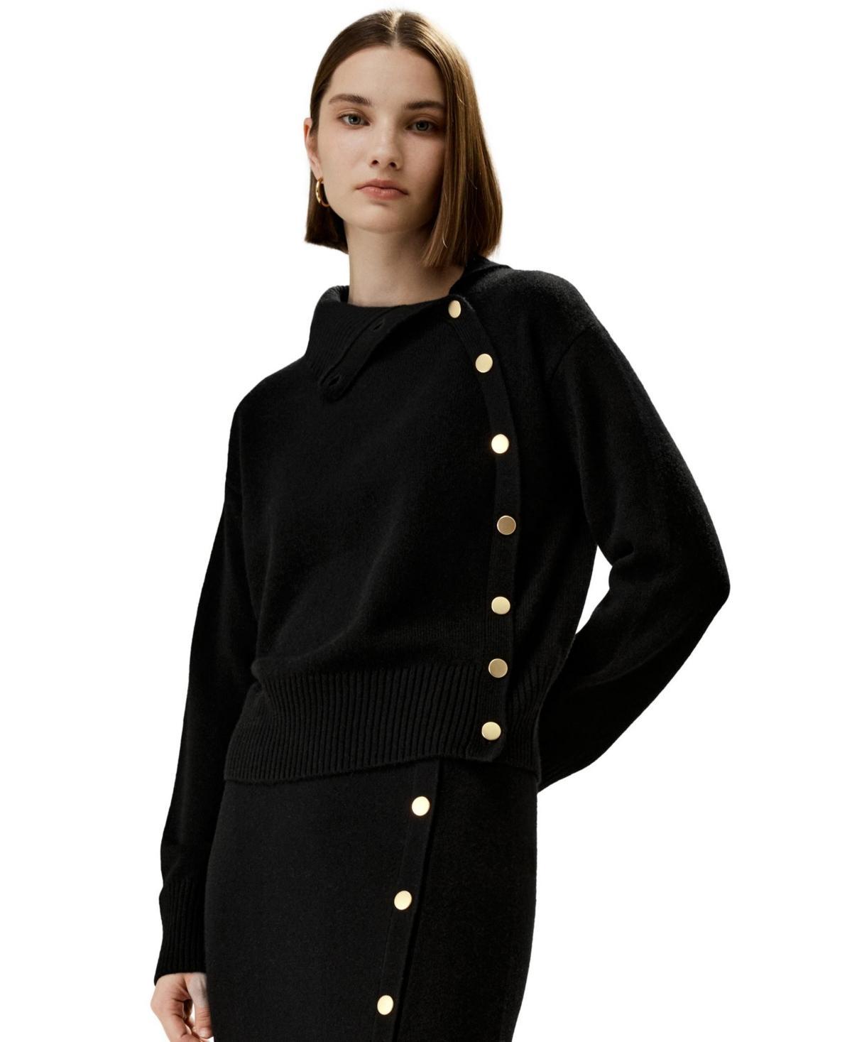 Lilysilk Womens Cashmere Sweater With Row of Side Buttons for Women product image