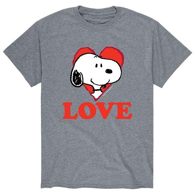 Mens Peanuts I Love Snoopy Tee Med Grey Product Image