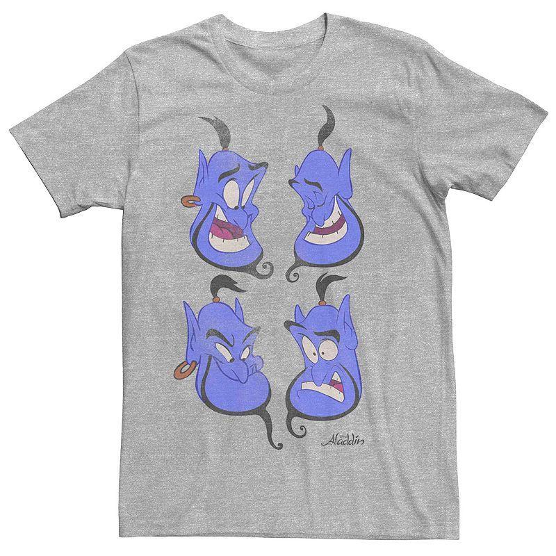 Disneys Aladdin Genie Faces Poster Mens Graphic Tee Athletic Grey Product Image