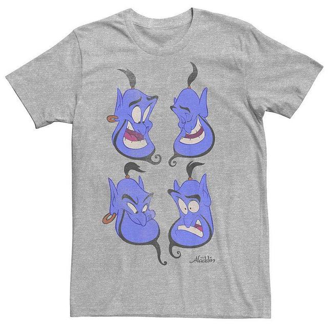 Mens Disney Aladdin Genie Faces Poster Graphic Tee Athletic Grey Product Image