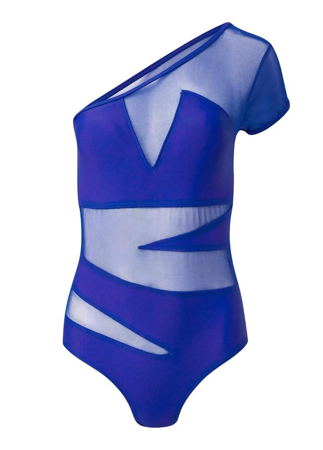 Asymmetrical Mesh One-Piece - Cobalt Blue Product Image