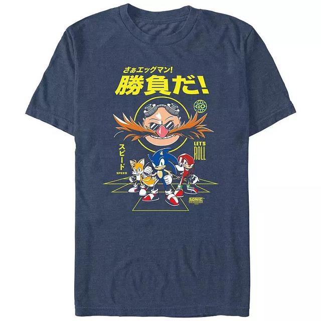 Mens Sonic The Hedgehog Lets Roll Graphic Tee Navy Grey Product Image