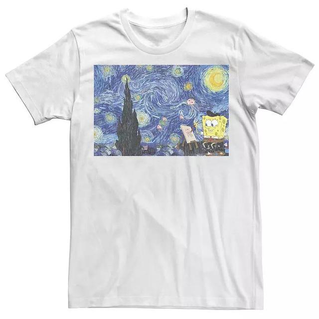 Mens Nickelodeon SpongeBob SquarePants Starry Night Painting Tee White Product Image