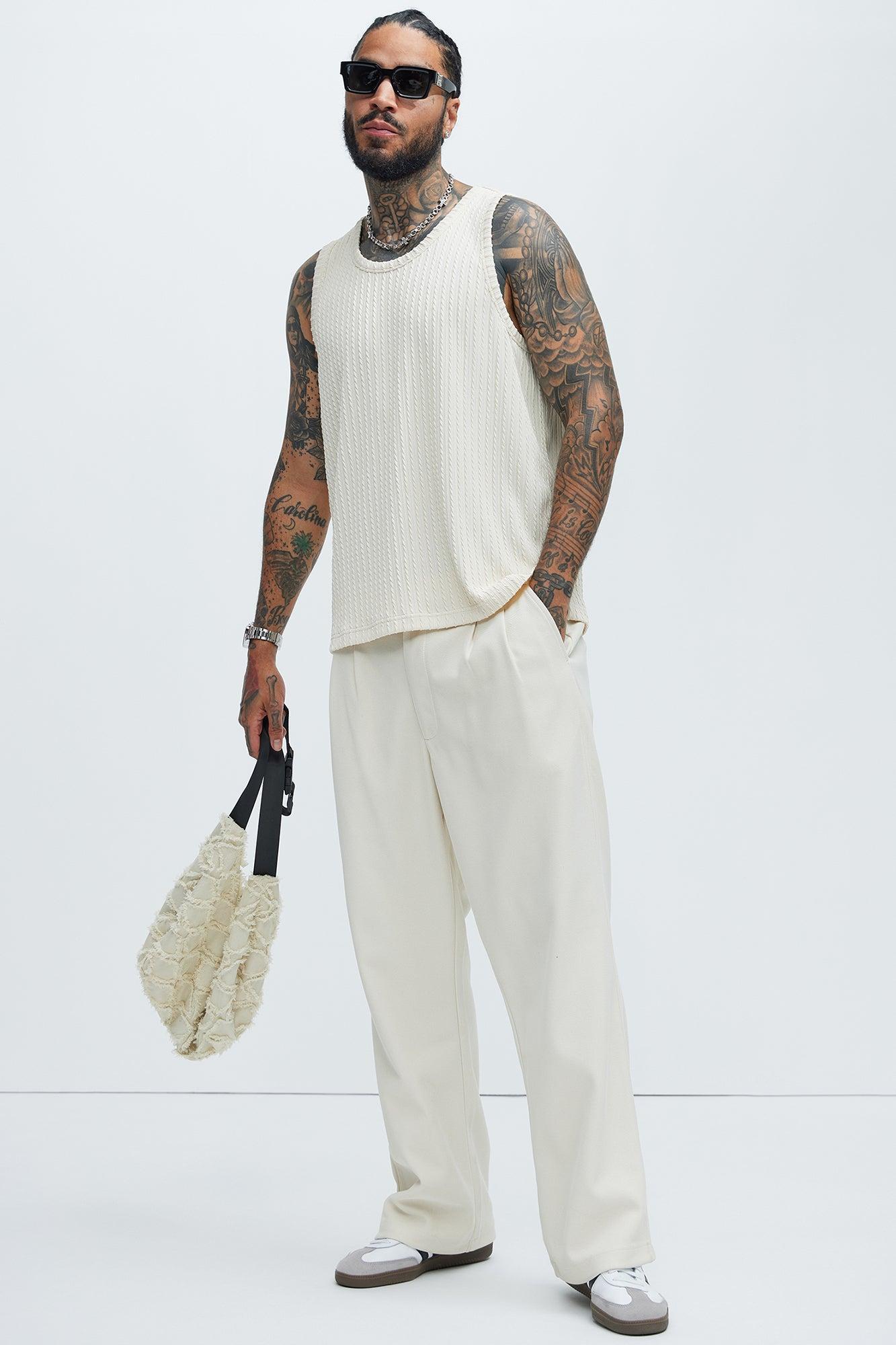 Rope Textured Tank - Cream Product Image