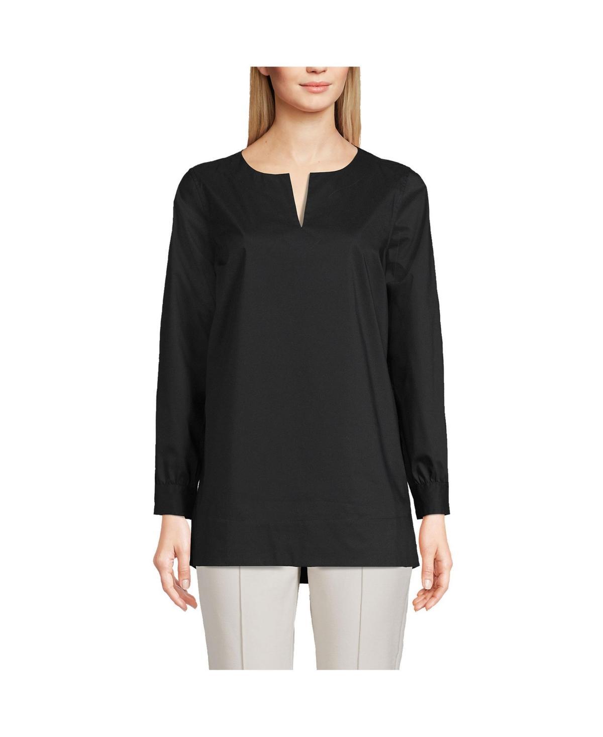 Lands End Womens Stretch Broadcloth Long Sleeve Split Neck Tunic Product Image