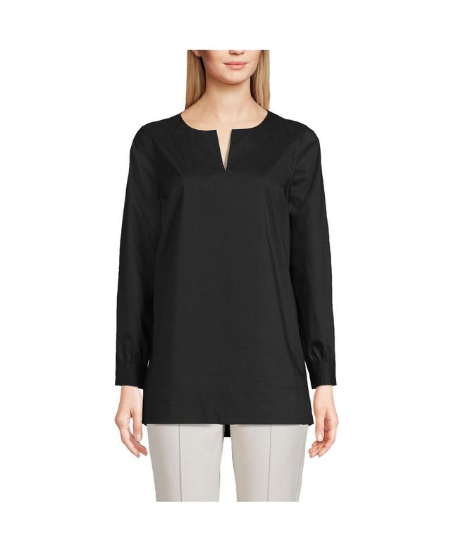 Lands End Womens Stretch Broadcloth Long Sleeve Split Neck Tunic Product Image