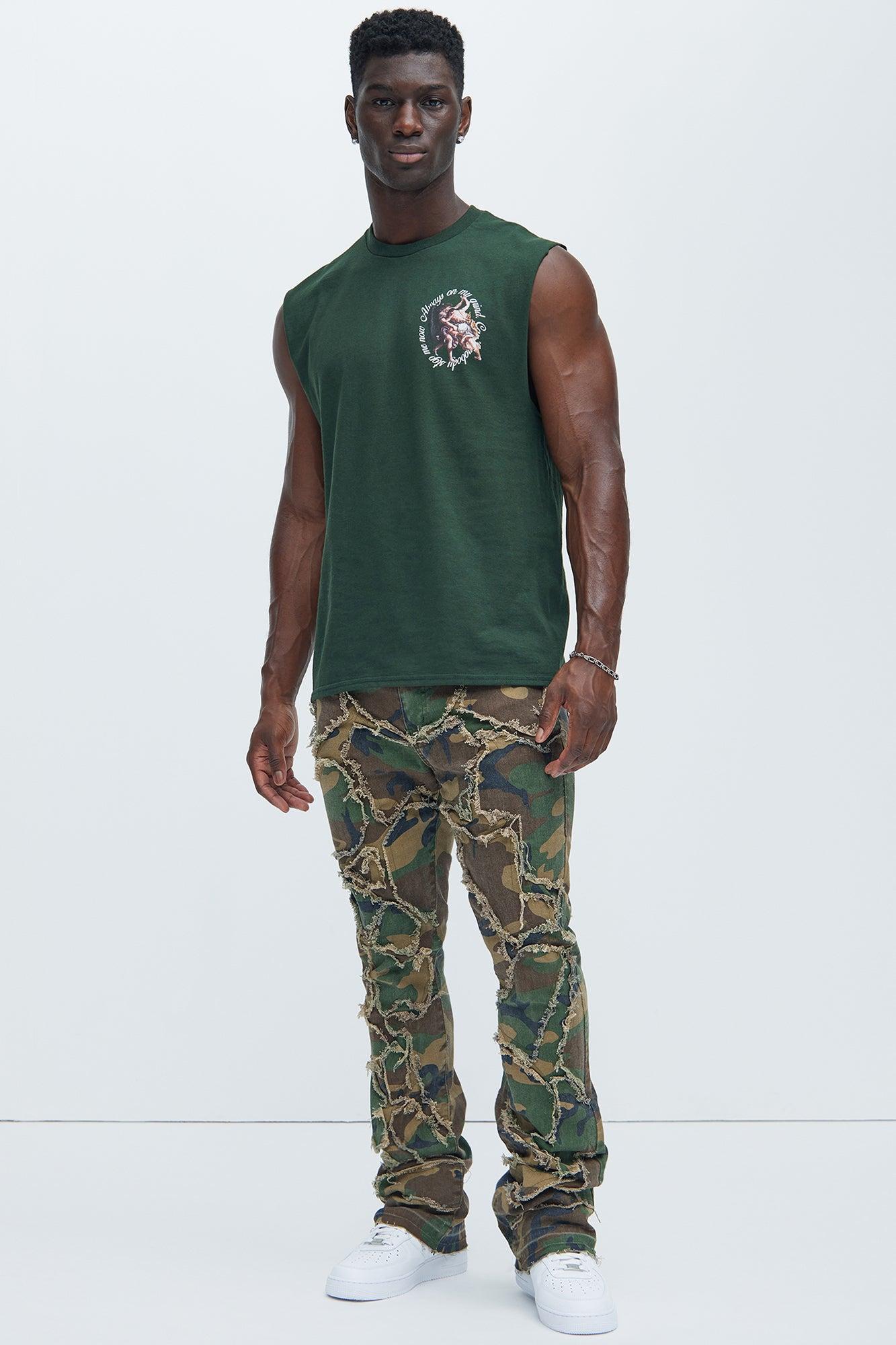 Fray All Ways Stacked Skinny Flare Pants - Camouflage Product Image