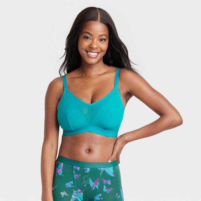 Womens Busty Strappy Mesh Bralette - Auden Turquoise 2 Product Image