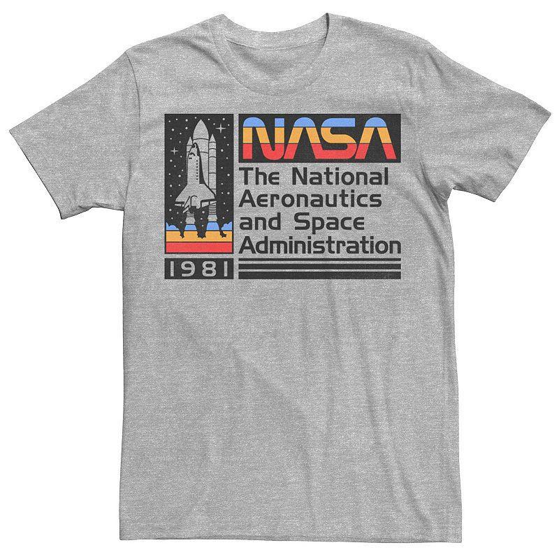 Mens NASA National Aeronautics Striped Logo Graphic Tee Athletic Grey Product Image