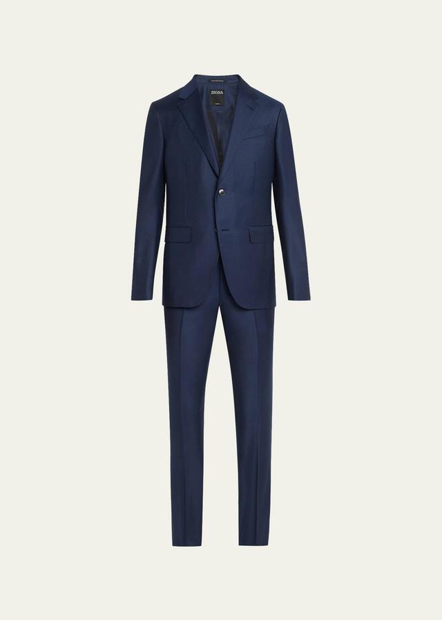 Mens Subtle Herringbone Wool Suit Product Image