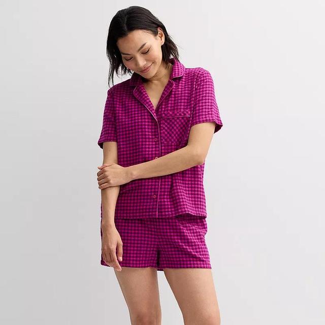 Womens Sonoma Goods For Life Short Sleeve Flannel Pajama Top & Pajama Shorts Set Product Image