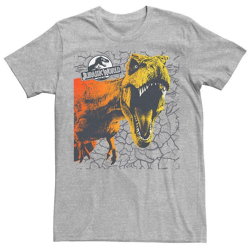 Mens Jurassic World Two T-Rex Color Pop Cracks Tee Grey Product Image