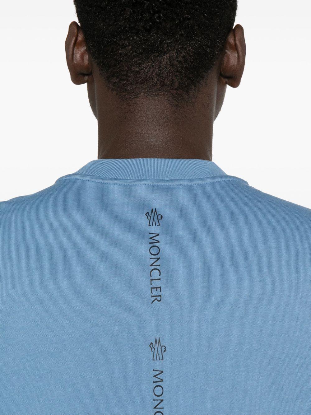 MONCLER Cotton T-shirt In Blue Product Image