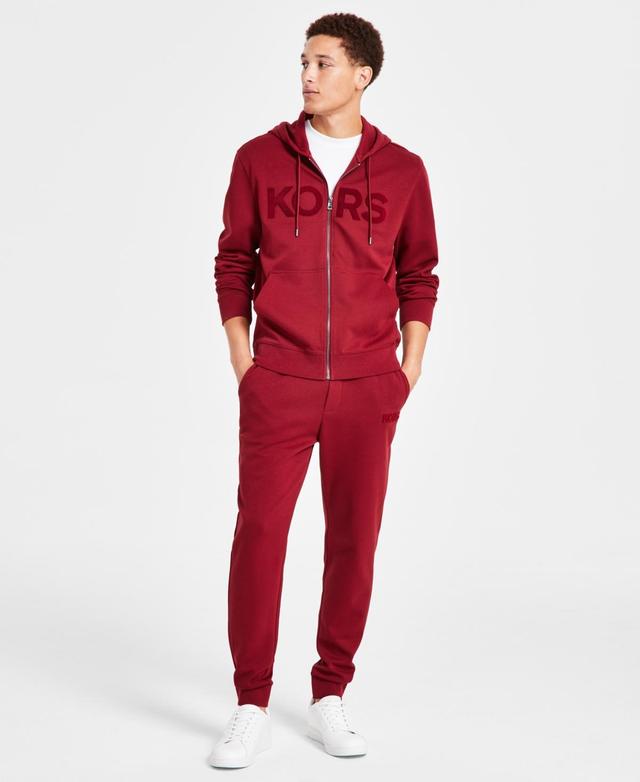 Michael Kors Mens Textured-Logo Zip Hoodie Product Image