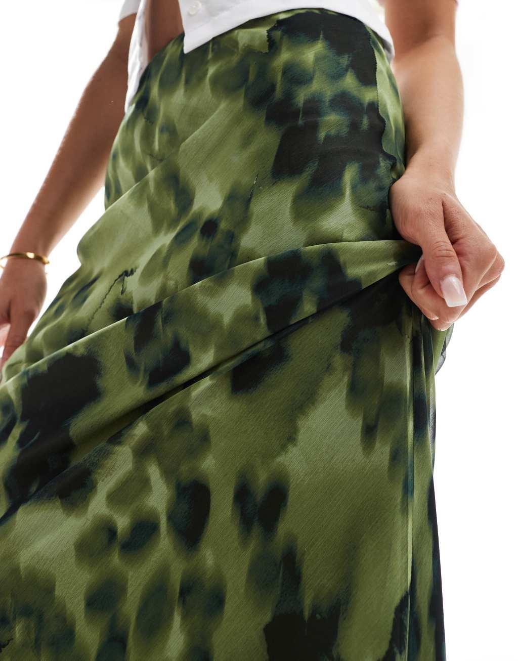 ASOS DESIGN chiffon maxi skirt print in smudge animal Product Image