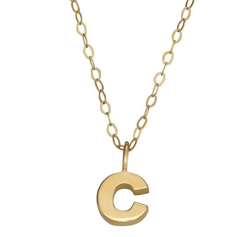 10K Gold Initial Pendant on 14K Gold Filled Chain, Womens B Product Image